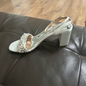 Badgley Mischka White Sandals with Block Heel